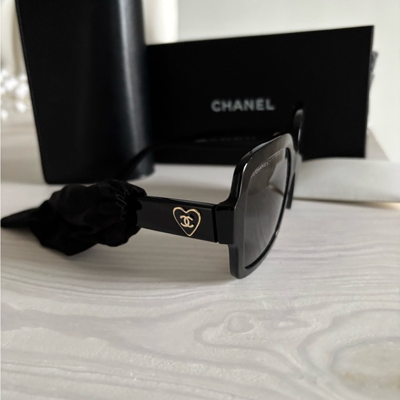 Chanel Brand New Acetate Square Heart Sunglasses BNIB - Picture 9 of 13